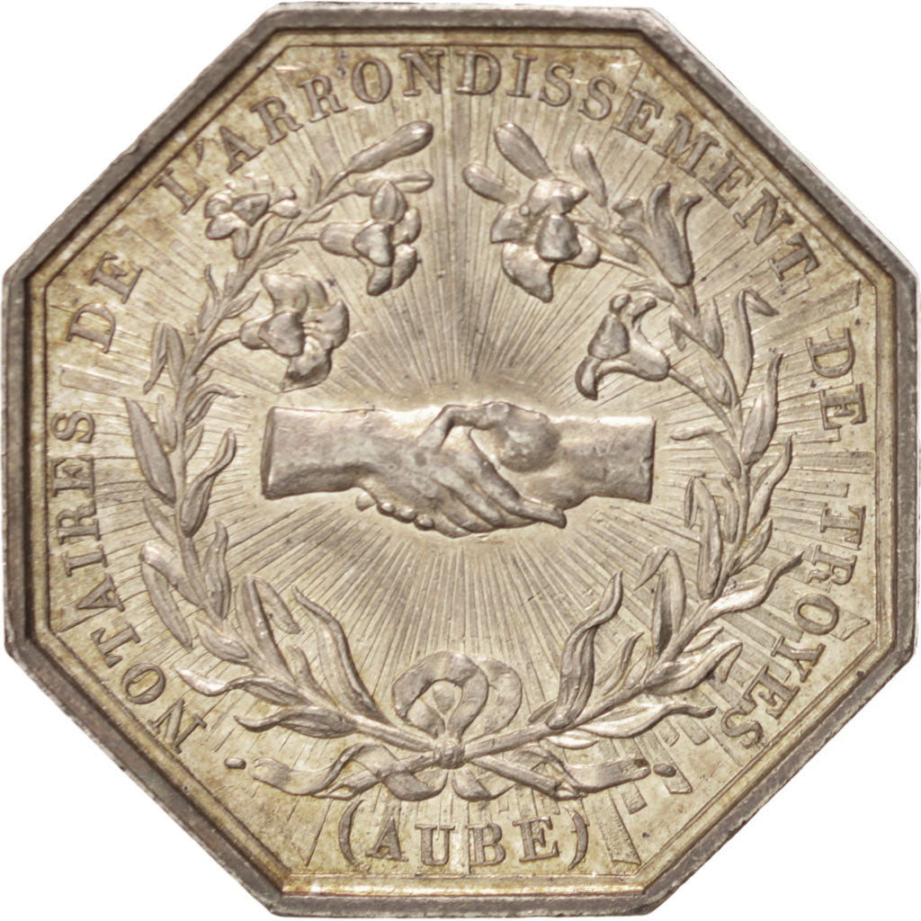France, Jeton, Notaires de l'Arrondissement de Troyes, Aube, 1823, Argent, SUP