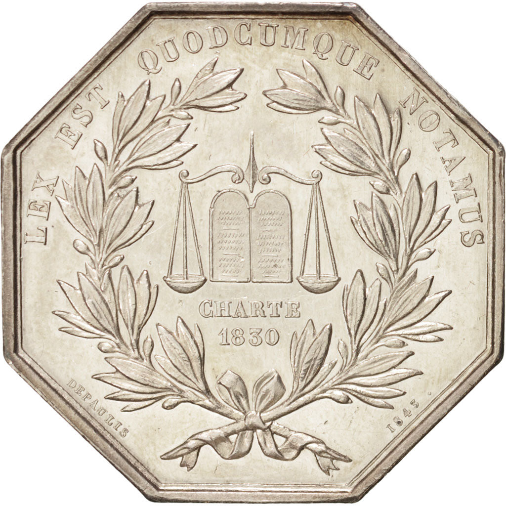 France, Token, Notary, 1842, AU(55-58), Silver, Lerouge:68