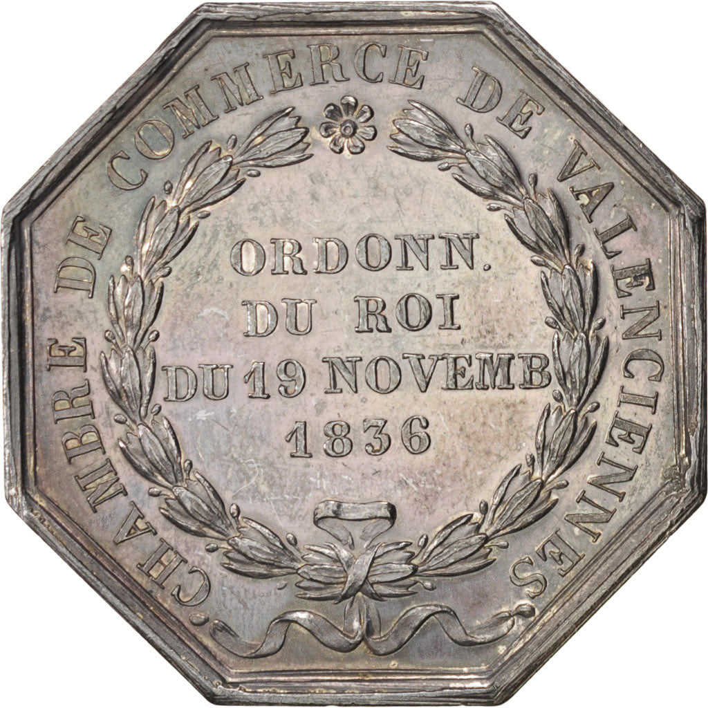 Frankrijk, Token, Chambre de Commerce de Valenciennes, 1836, Zilver, PR