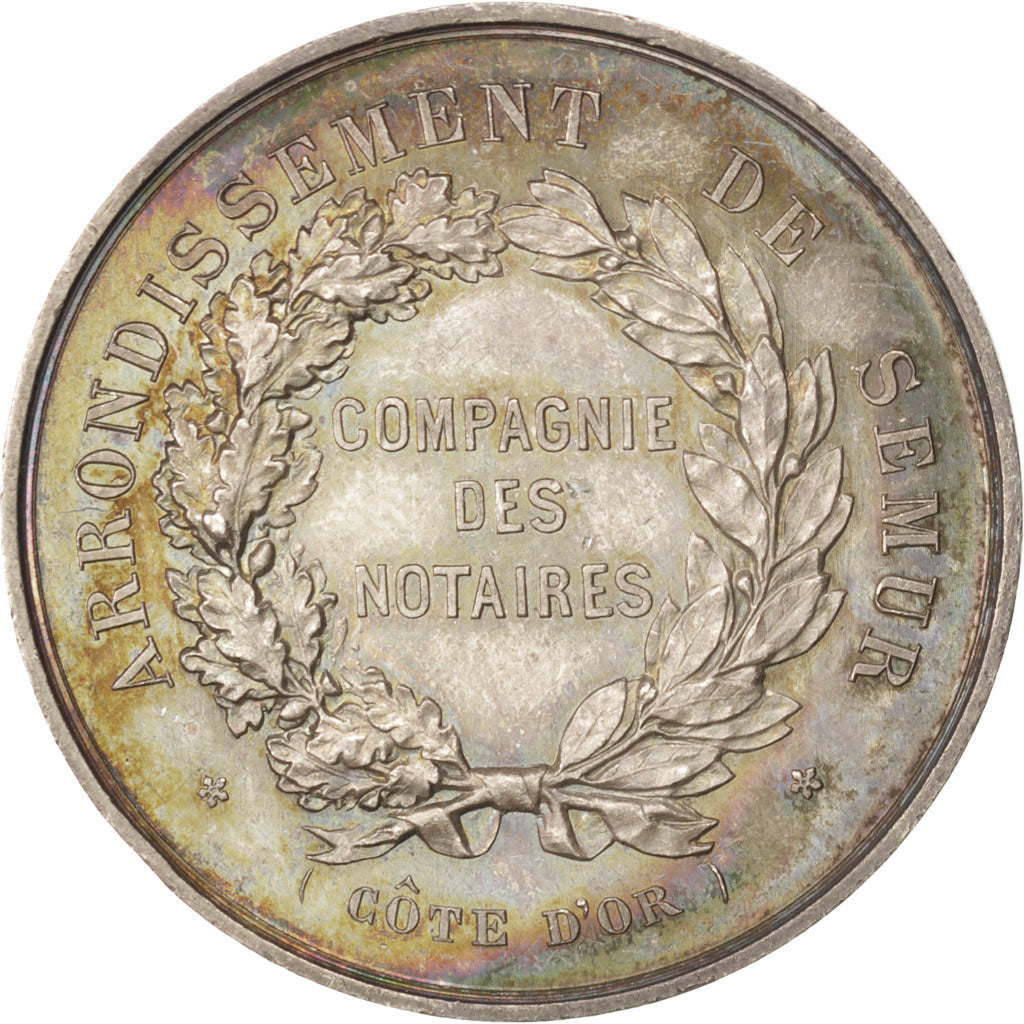 France, Token, Notaires de l'Arrondissement de Semur, Côte d'Or, 1867, Silver