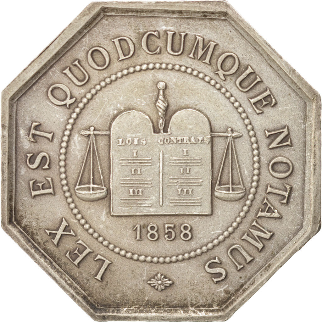 France, Jeton, Notary, 1858, TTB+, Argent, Lerouge:326