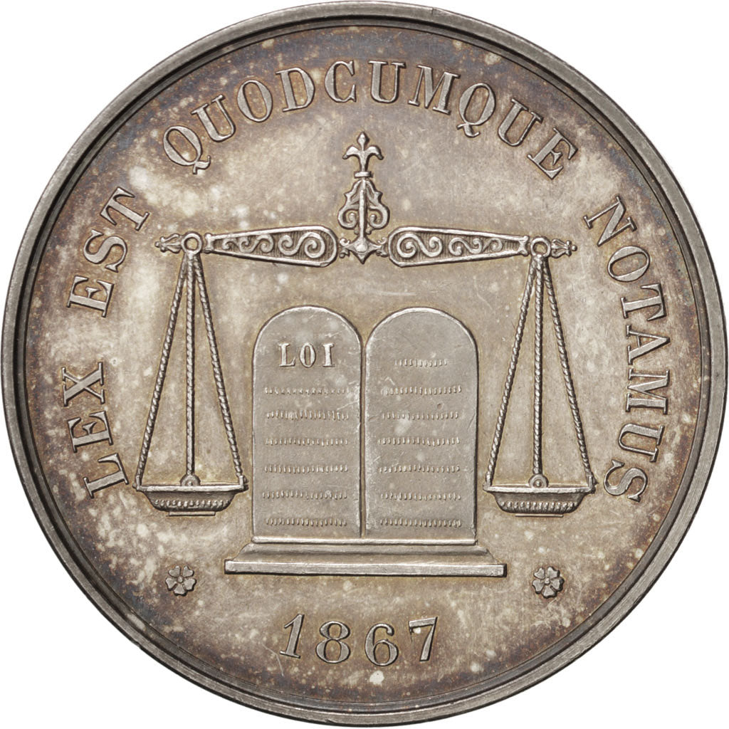 France, Token, Notaires de l'Arrondissement de Semur, Côte d'Or, 1867, Silver