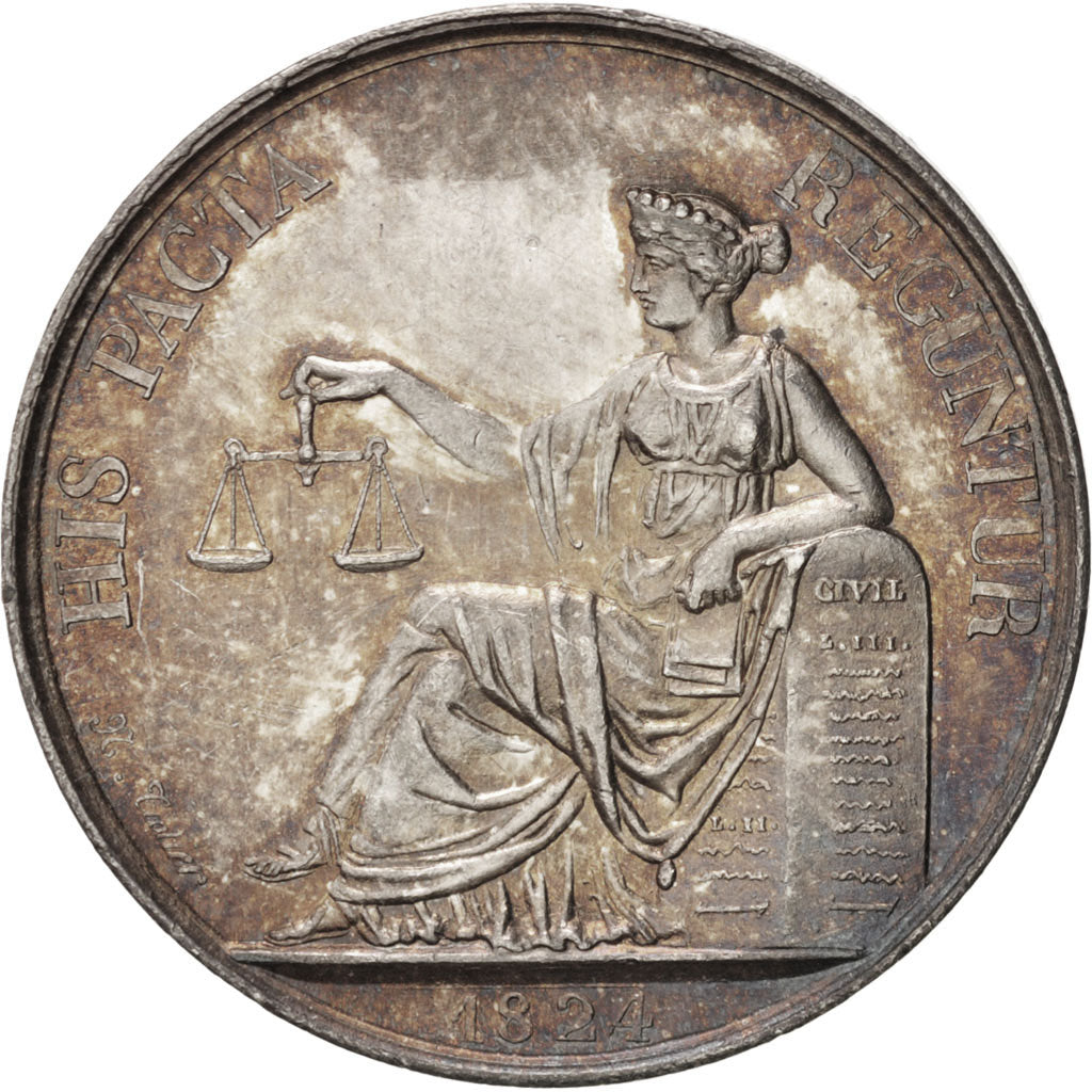 France, Token, Notary, 1824, MS(60-62), Silver, Lerouge:343