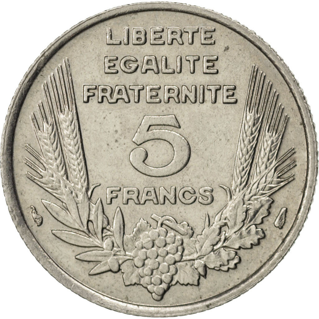 Moneda, Francia, Bazor, 5 Francs, 1933, MBC+, Níquel, KM:887, Gadoury:753