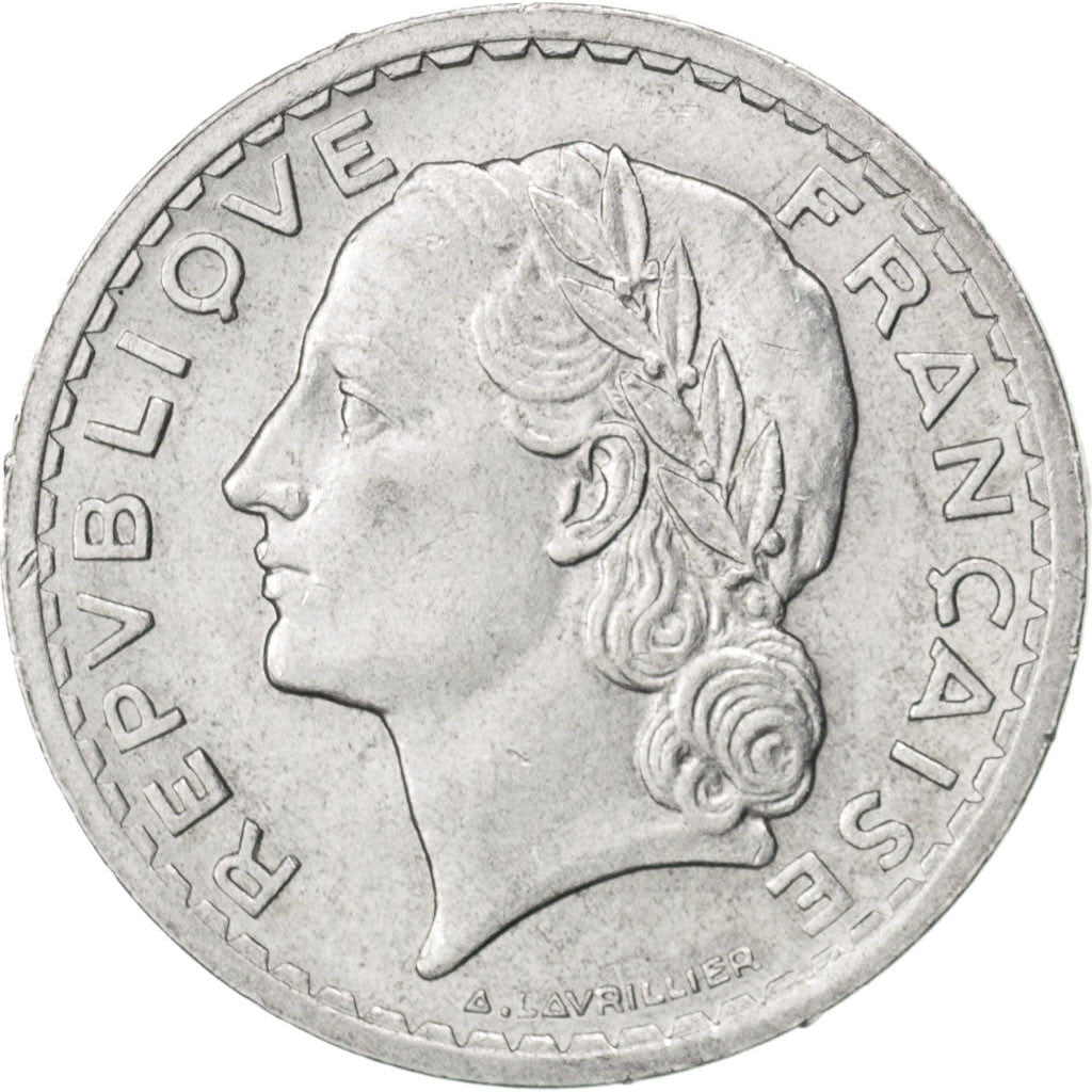 Coin, France, Lavrillier, 5 Francs, 1946, Beaumont le Roger, AU(55-58)