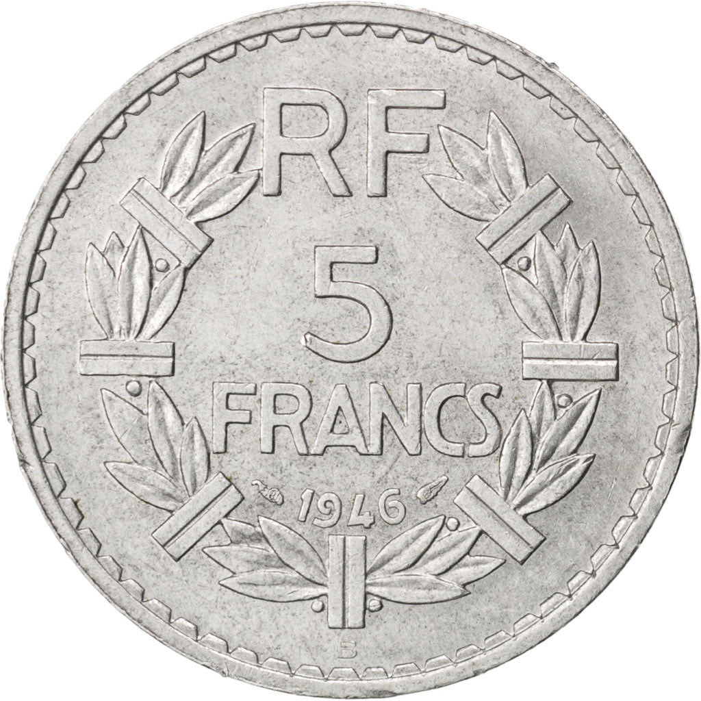 Coin, France, Lavrillier, 5 Francs, 1946, Beaumont le Roger, AU(55-58)