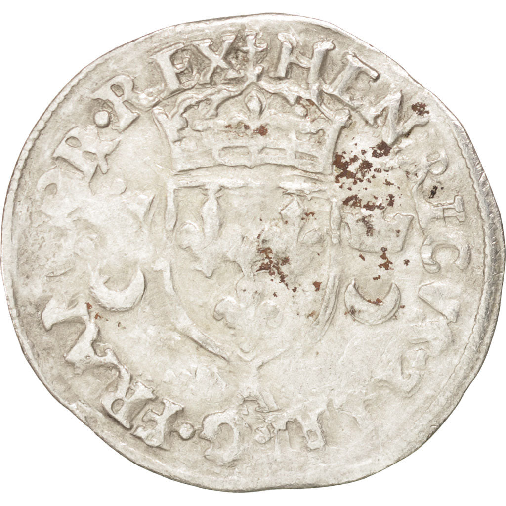 Coin, France, Douzain aux croissants, 1551, Paris, AU(50-53), Billon