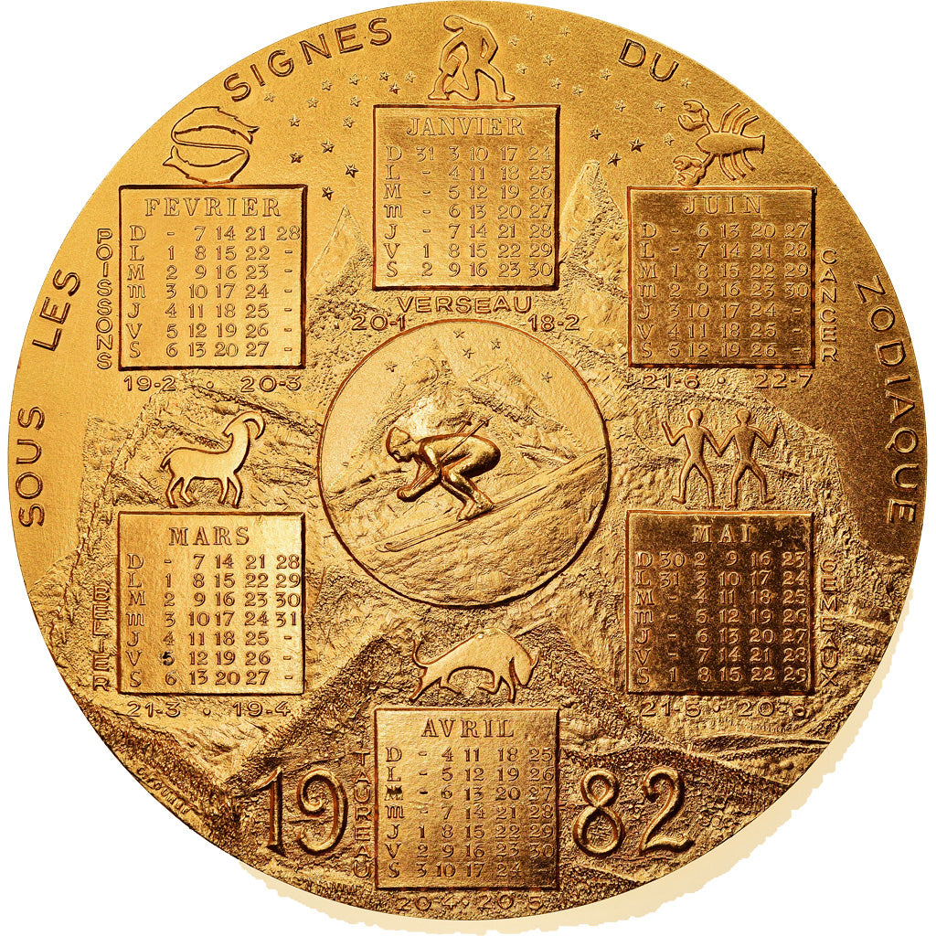 France, Medal, Calendrier, Sous les Signes du Zodiaque, 1982, Fourbé, MS(63)