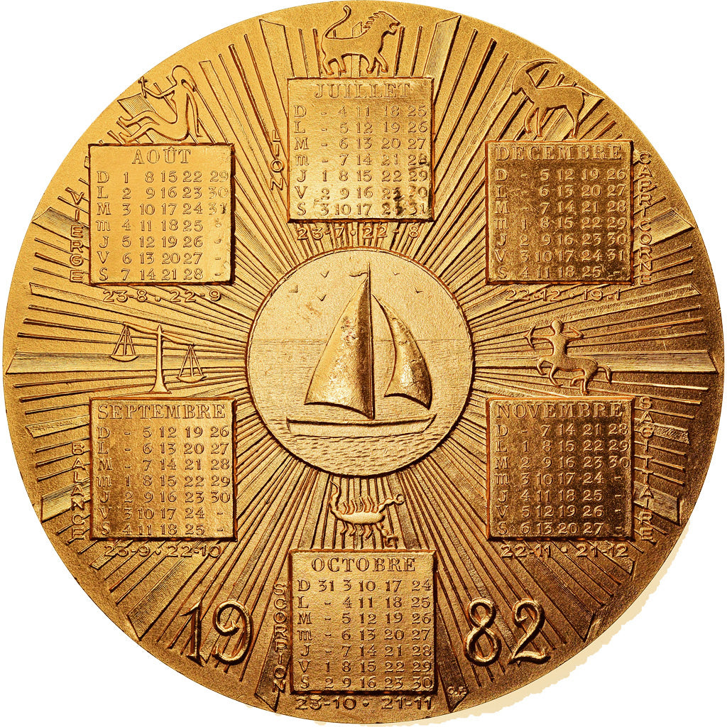 France, Medal, Calendrier, Sous les Signes du Zodiaque, 1982, Fourbé, MS(63)