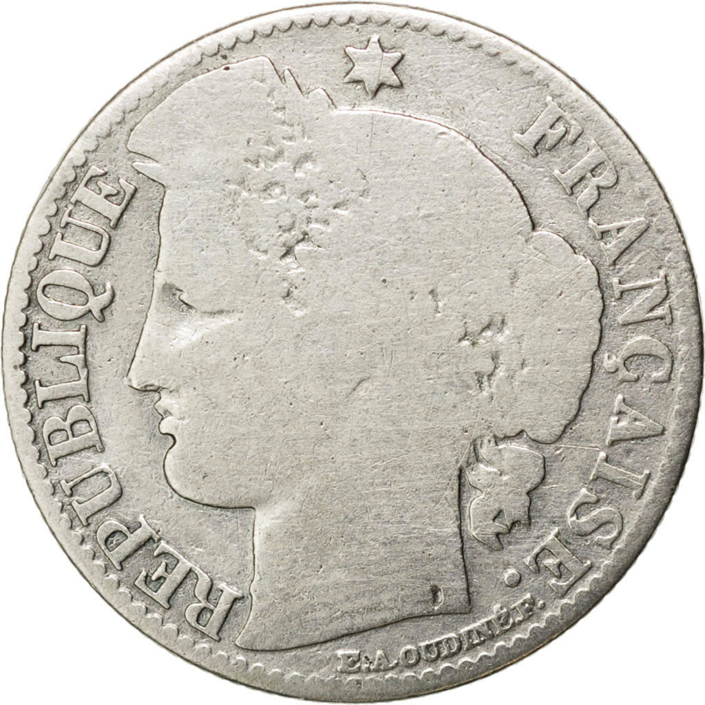 Coin, France, Cérès, 50 Centimes, 1871, Paris, VG(8-10), Silver, KM:834.1