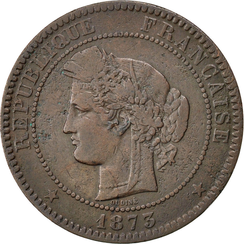 Coin, France, Cérès, 10 Centimes, 1873, Bordeaux, VF(30-35), Bronze, KM:815.2