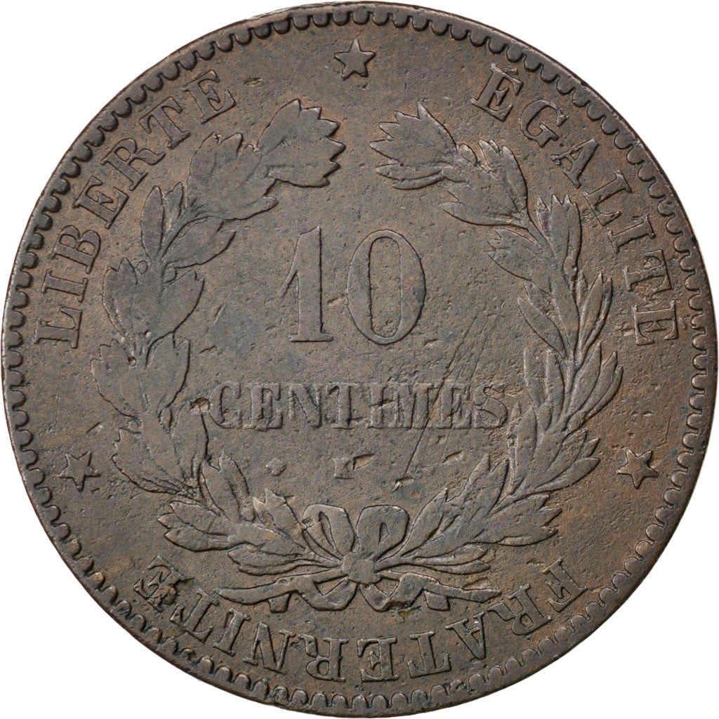 Coin, France, Cérès, 10 Centimes, 1873, Bordeaux, VF(30-35), Bronze, KM:815.2