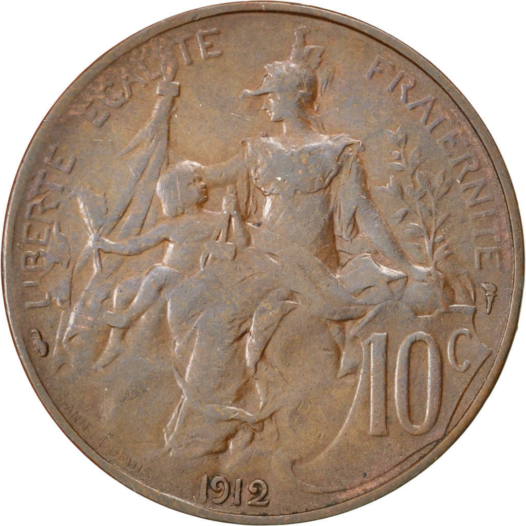 Munten, Frankrijk, Dupuis, 10 Centimes, 1912, ZF, Bronze, KM:843, Gadoury:277