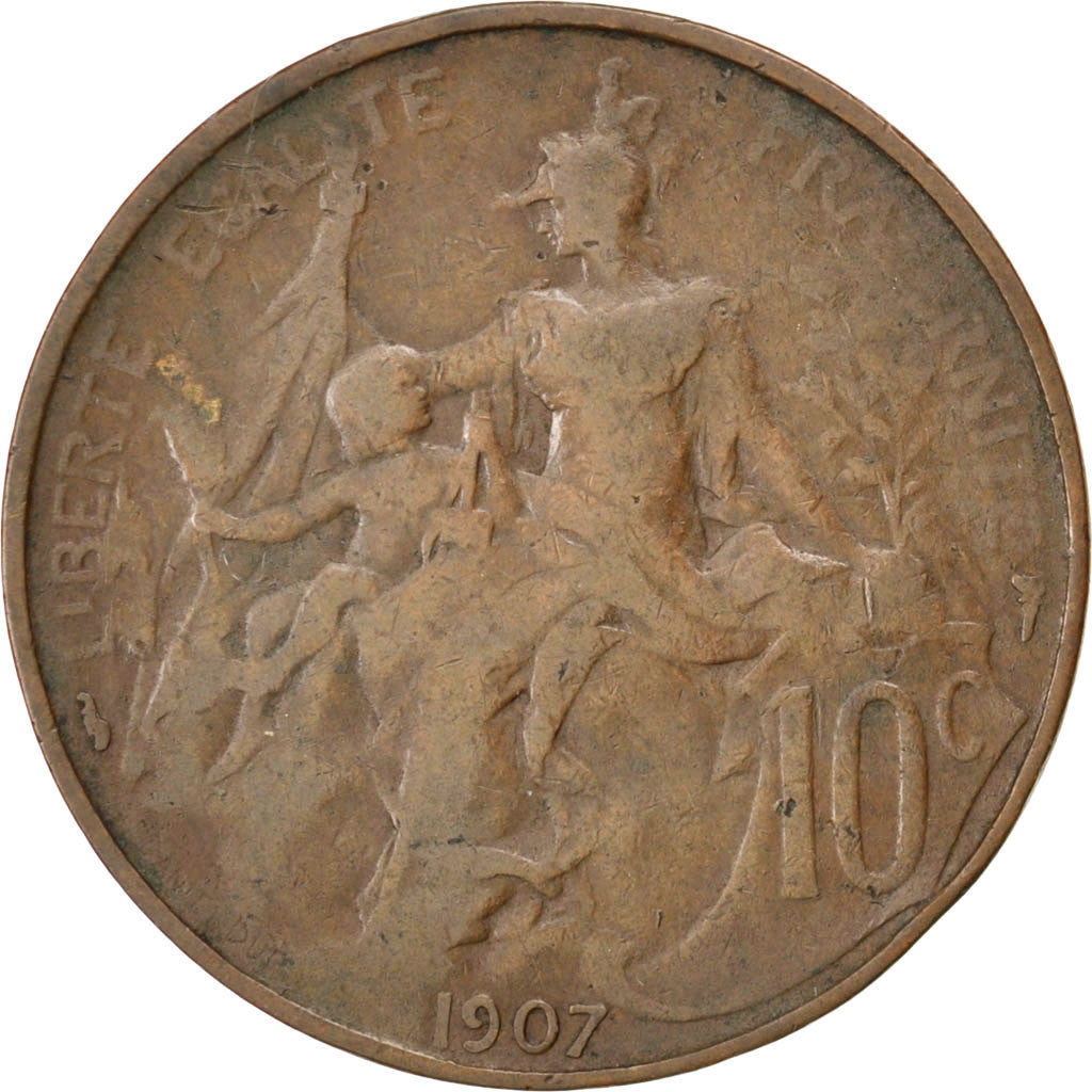 Münze, Frankreich, Dupuis, 10 Centimes, 1907, SGE+, Bronze, KM:843, Gadoury:277