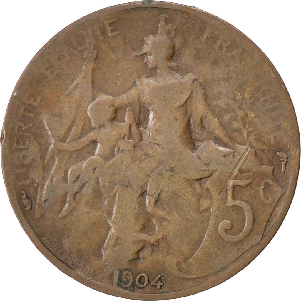 Münze, Frankreich, Dupuis, 5 Centimes, 1904, SGE, Bronze, KM:842, Gadoury:165