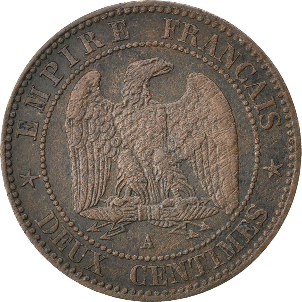 Moneda, Francia, Napoleon III, Napoléon III, 2 Centimes, 1854, Paris, BC+