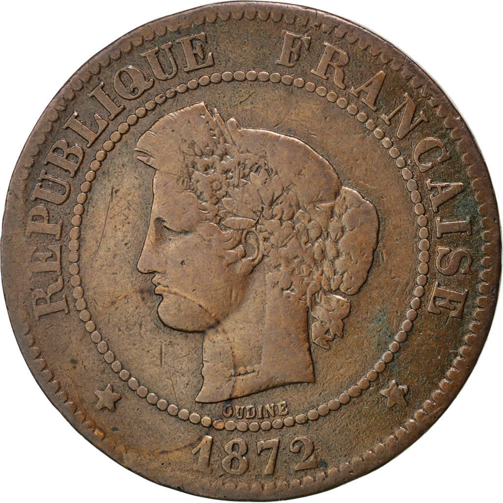 Münze, Frankreich, Cérès, 5 Centimes, 1872, Bordeaux, S, Bronze, KM:821.2