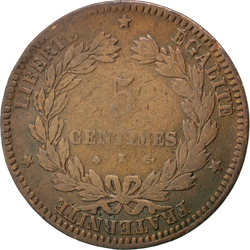 Münze, Frankreich, Cérès, 5 Centimes, 1872, Bordeaux, S, Bronze, KM:821.2