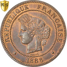 France, 5 Centimes, Cérès, 1888, Paris, Bronze, PCGS, MS65RB, Gadoury:157a