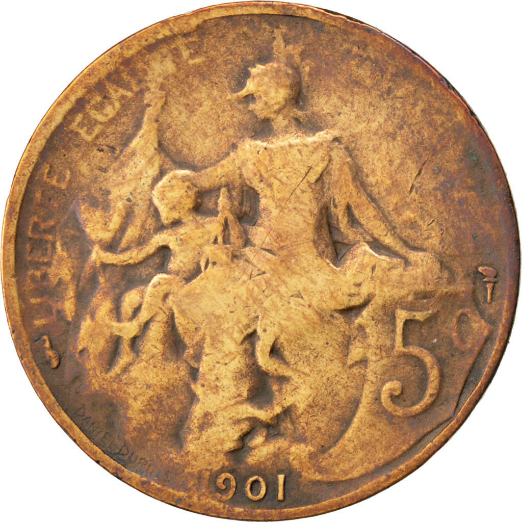 Monnaie, France, Dupuis, 5 Centimes, 1901, Paris, B+, Bronze, KM:842