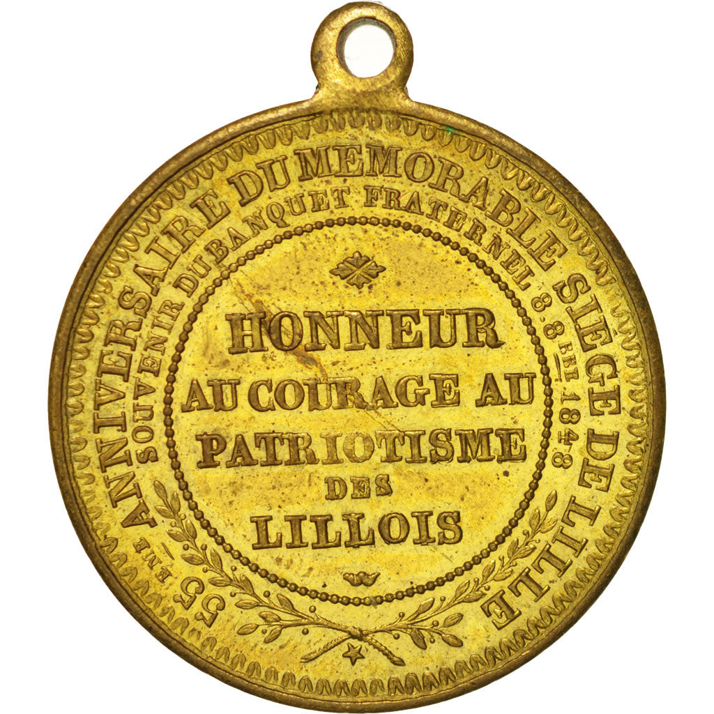France, Medal, 55eme anniversaire du siège de Lille, 1848, History, 1848, SUP