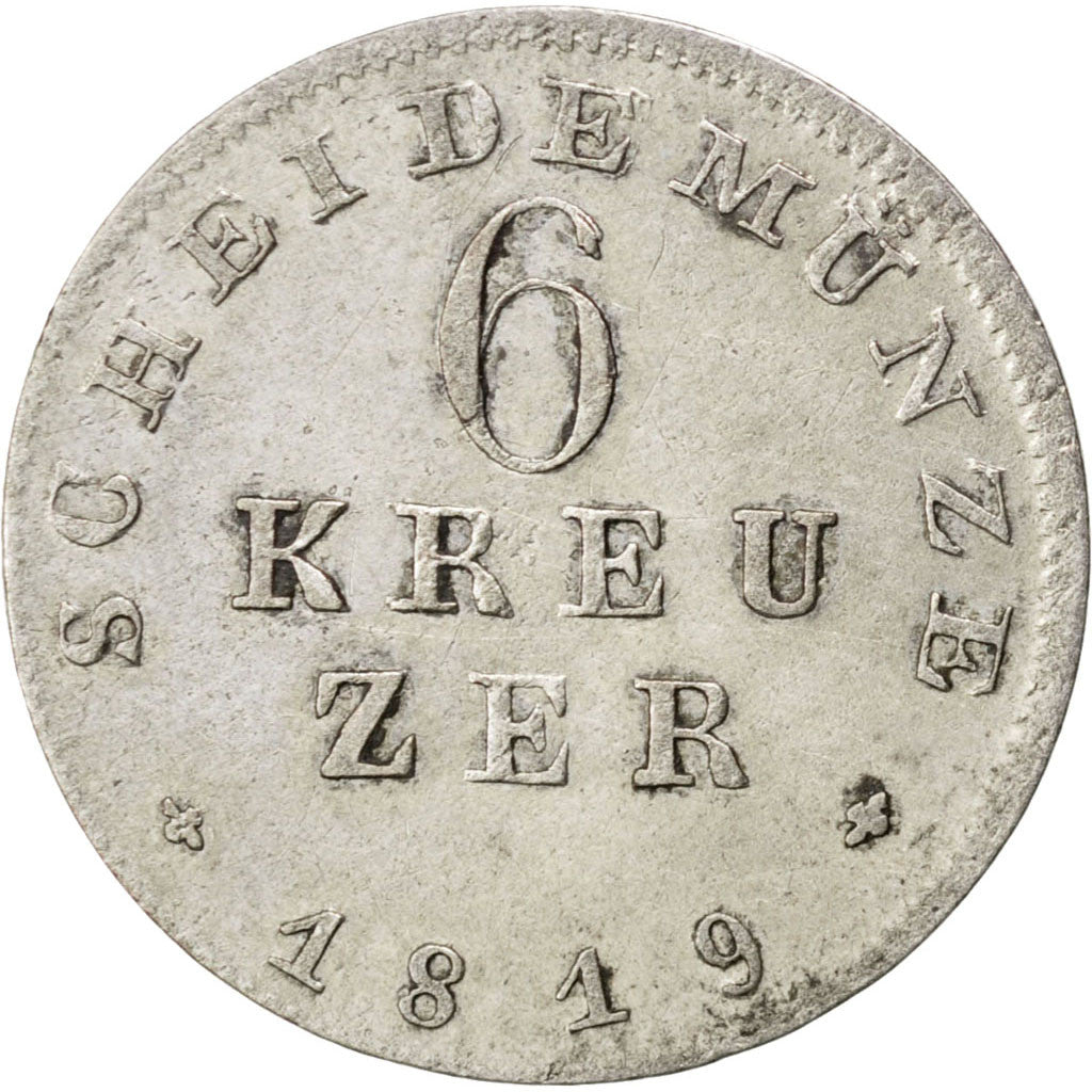 Moneda, Estados alemanes, HESSE-DARMSTADT, Ludwig X, 6 Kreuzer, 1819, MBC