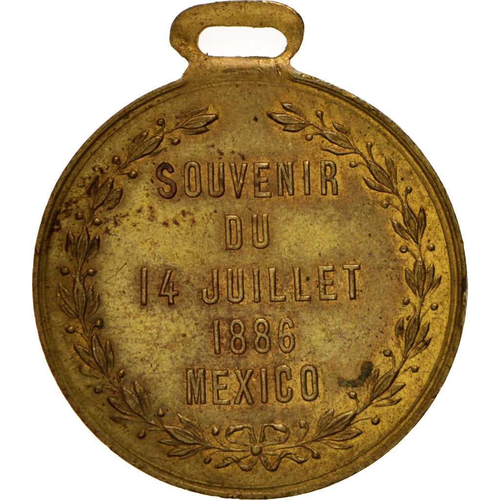 France, Médaille, French Third Republic, Souvenir du 14 juillet 1886, Mexico