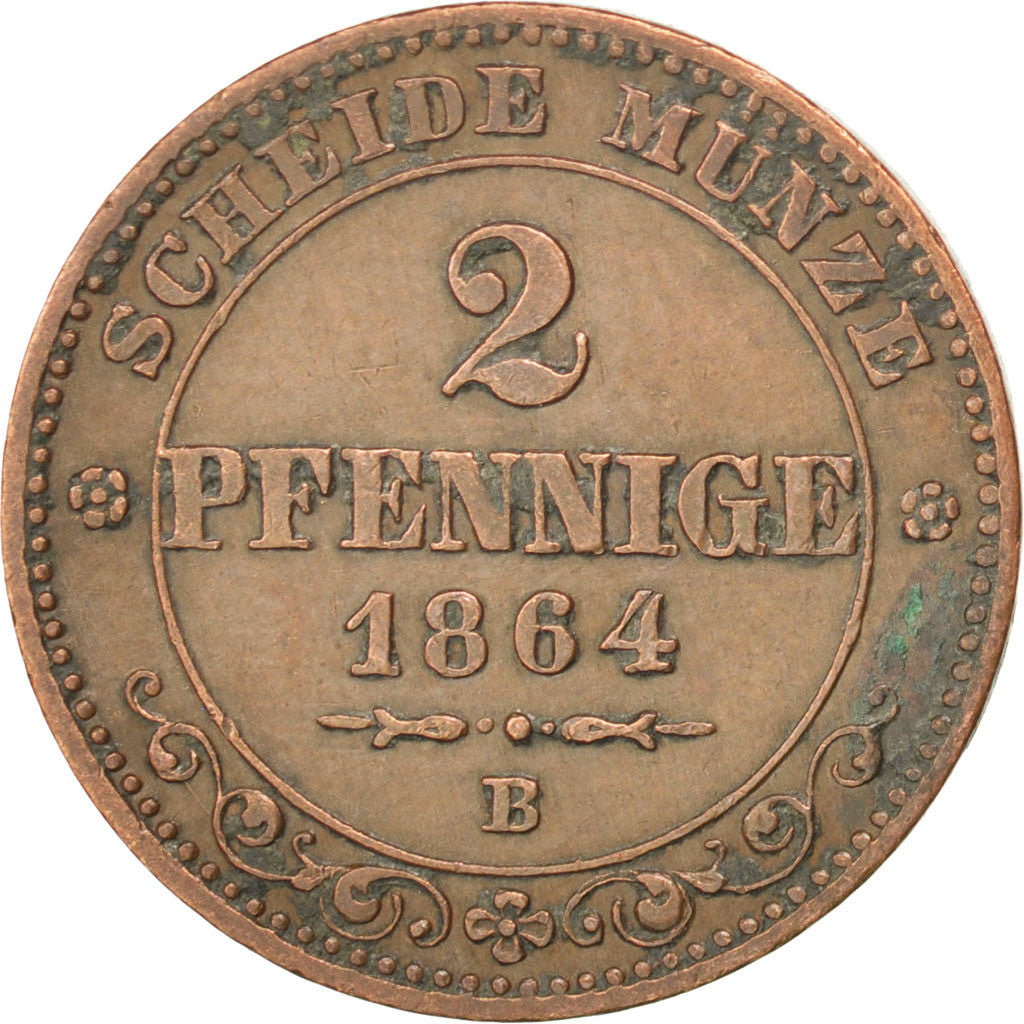 Coin, German States, SAXONY-ALBERTINE, Johann, 2 Pfennig, 1864, Dresde