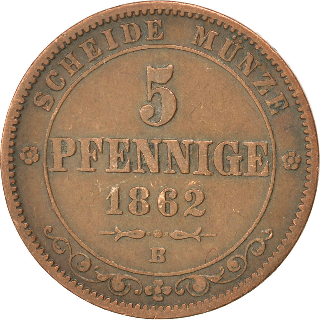 Coin, German States, SAXONY-ALBERTINE, Johann, 5 Pfennig, 1862, Dresde