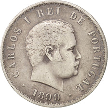 Moneta, Portugal, Carlos I, 500 Reis, 1899, AU(50-53), Srebro, KM:535