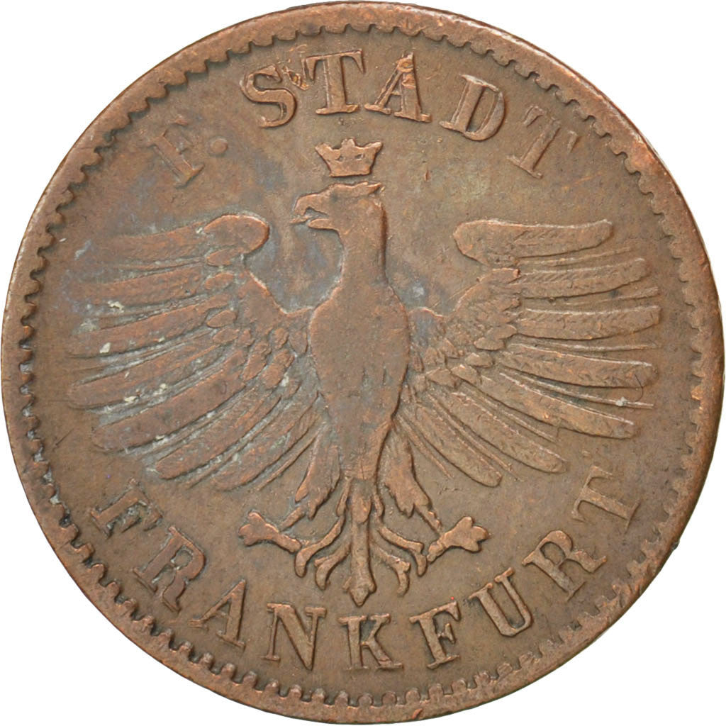 Coin, German States, FRANKFURT AM MAIN, Heller, 1850, EF(40-45), Copper, KM:327