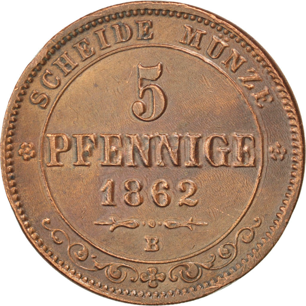 Coin, German States, SAXONY-ALBERTINE, Johann, 5 Pfennig, 1862, Dresde