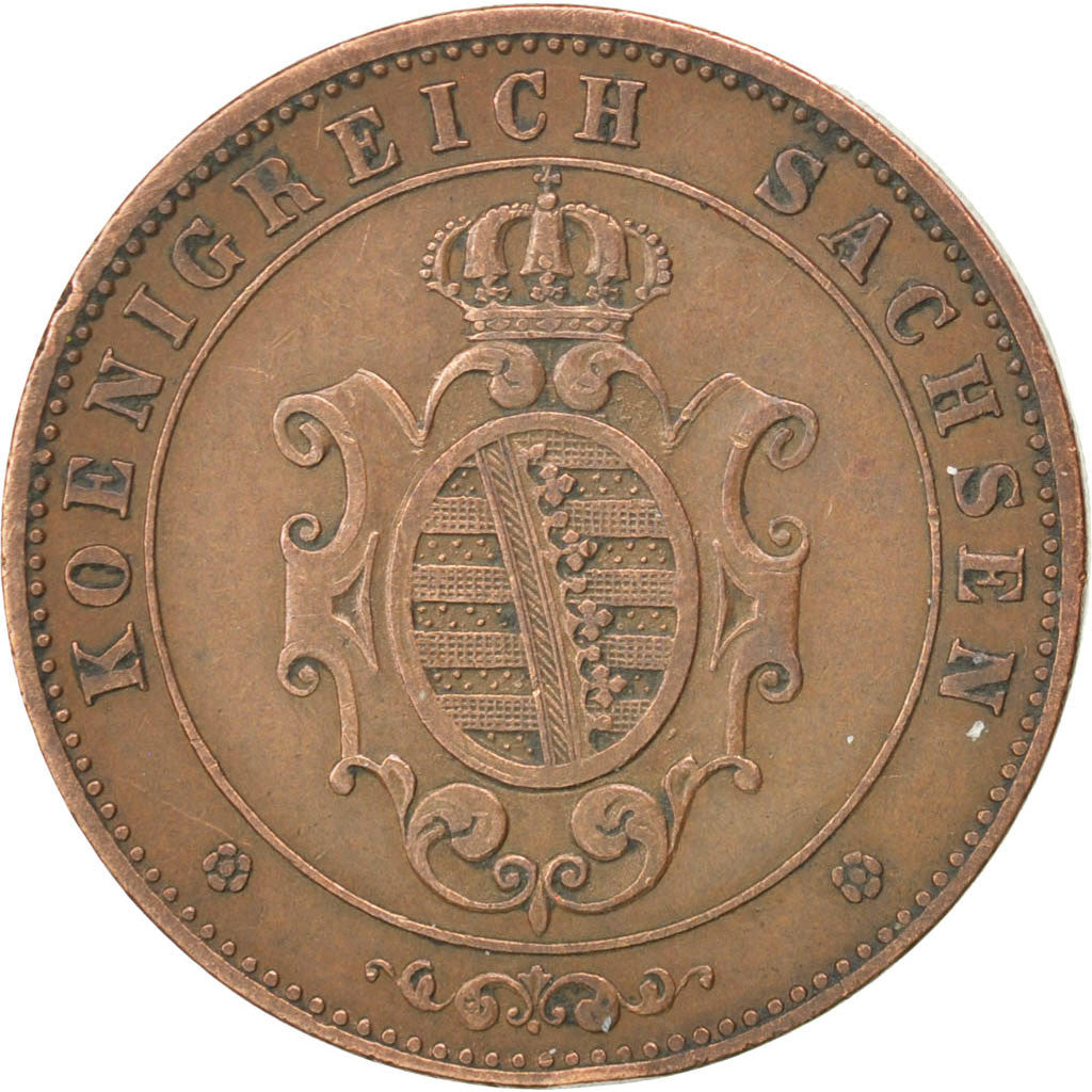 Coin, German States, SAXONY-ALBERTINE, Johann, 5 Pfennig, 1863, Dresde