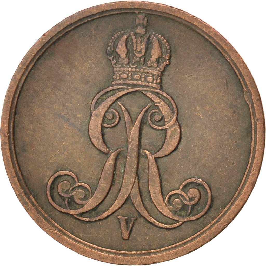 Coin, German States, HANNOVER, Georg V, Pfennig, 1863, Hannover, AU(50-53)