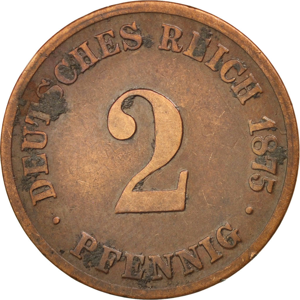 Coin, GERMANY - EMPIRE, Wilhelm I, 2 Pfennig, 1875, VF(20-25), Copper, KM:2
