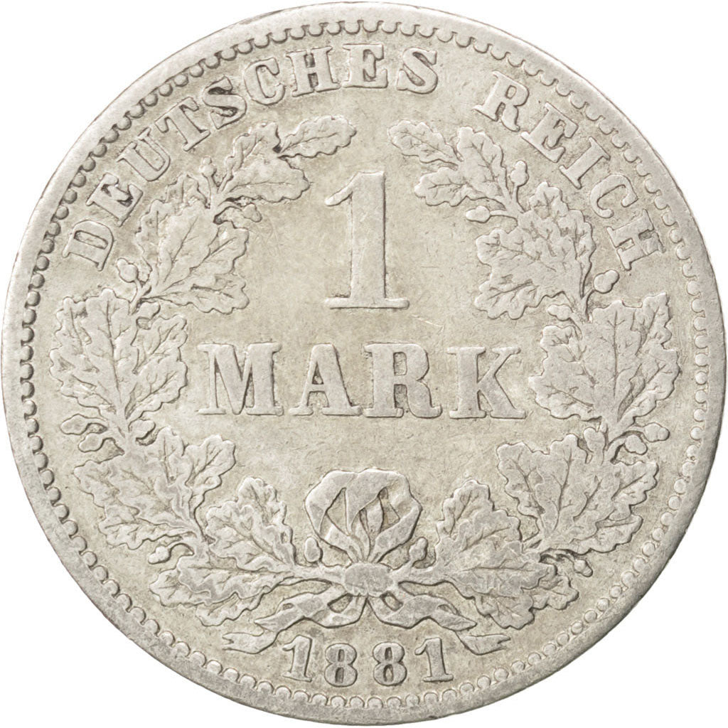Coin, GERMANY - EMPIRE, Wilhelm I, Mark, 1881, Muldenhütten, EF(40-45), Silver