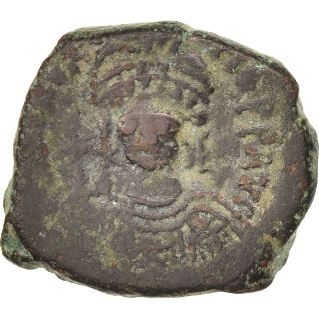 Maurice Tiberius, Half Follis, 582-602, Thessalonica, Bronze, S+, Sear:509