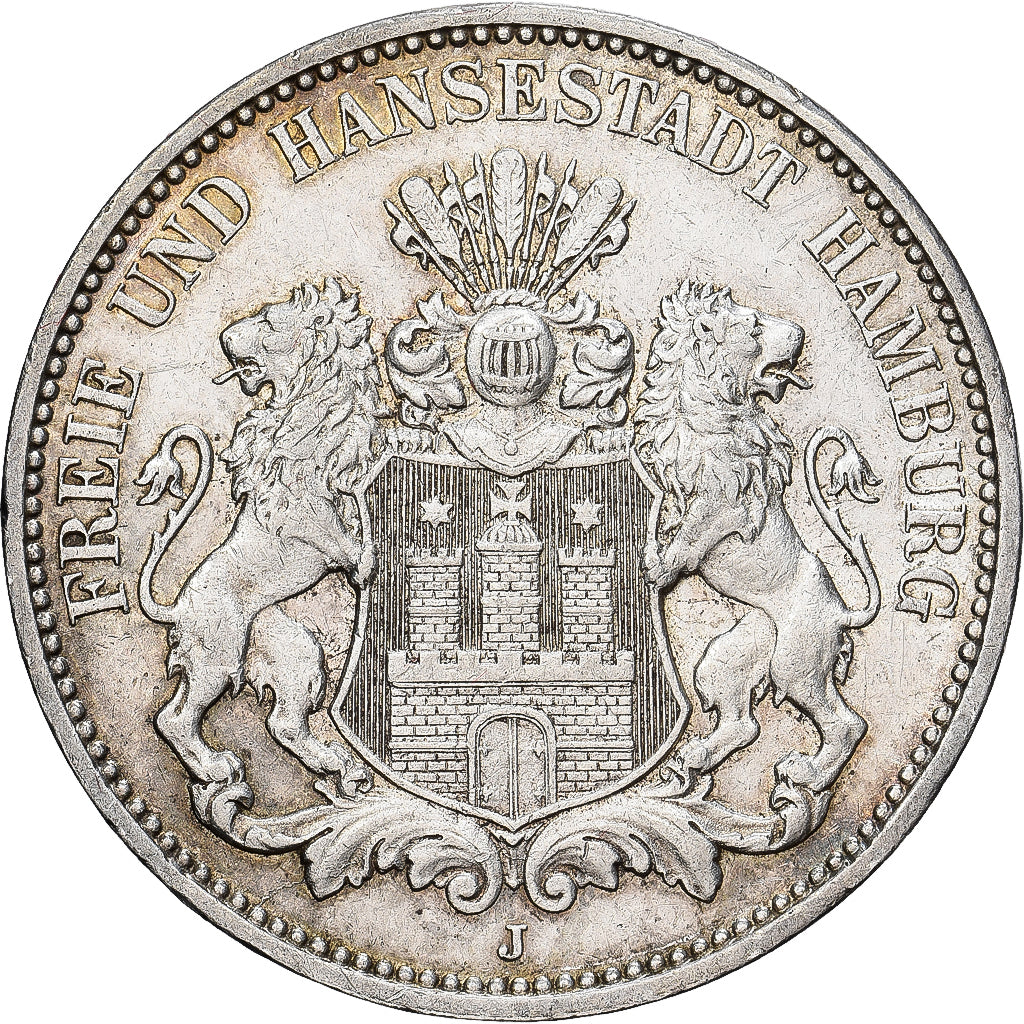 Monnaie, Etats allemands, HAMBURG, 3 Mark, 1911, Hamburg, SUP, Argent, KM:620