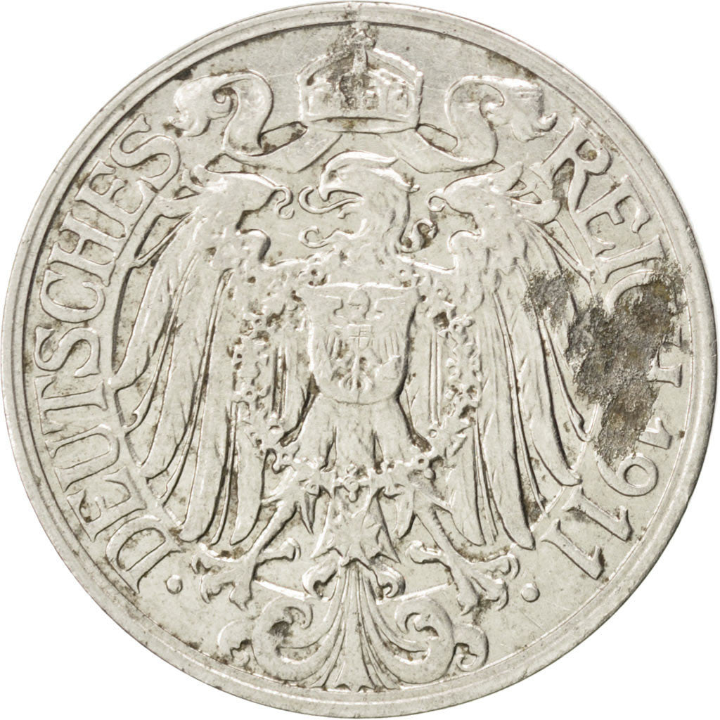 Coin, GERMANY - EMPIRE, Wilhelm II, 25 Pfennig, 1911, Berlin, EF(40-45), Nickel