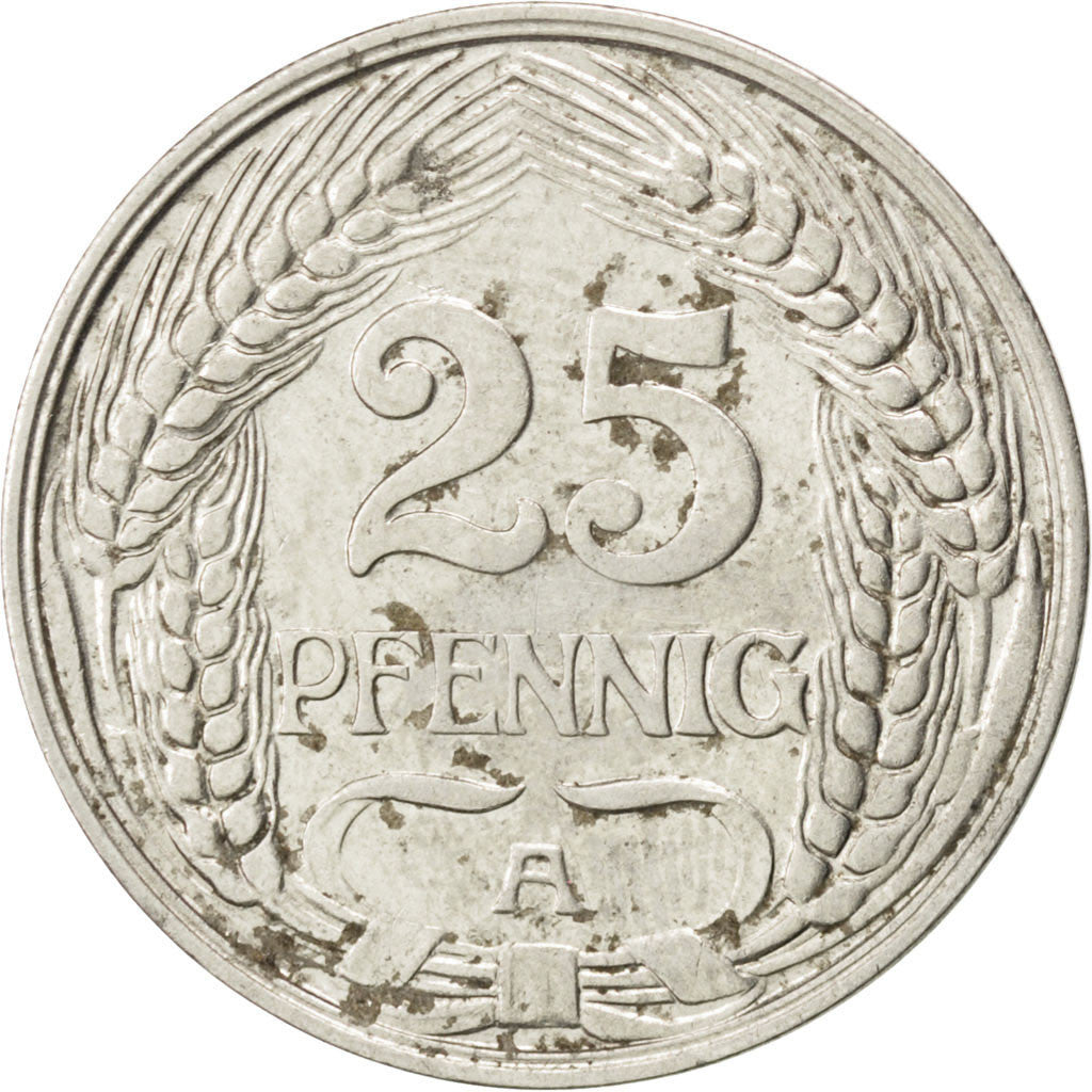 Coin, GERMANY - EMPIRE, Wilhelm II, 25 Pfennig, 1911, Berlin, EF(40-45), Nickel