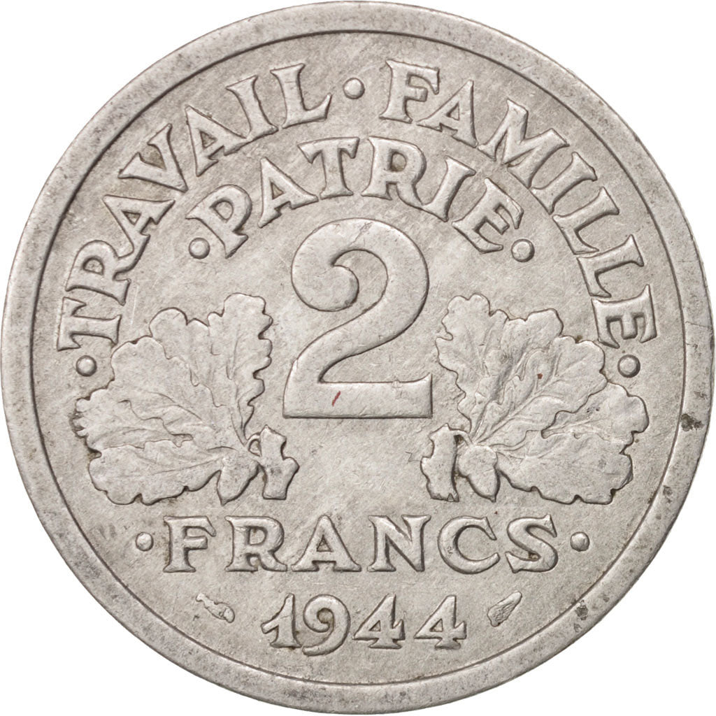 Coin, France, Bazor, 2 Francs, 1944, Beaumont le Roger, EF(40-45), Aluminum