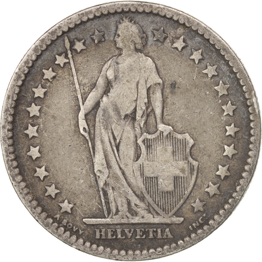 Coin, Switzerland, 2 Francs, 1878, Bern, VF(30-35), Silver, KM:21