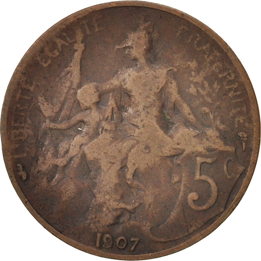 Coin, France, Dupuis, 5 Centimes, 1907, Paris, VF(30-35), Bronze, KM:842