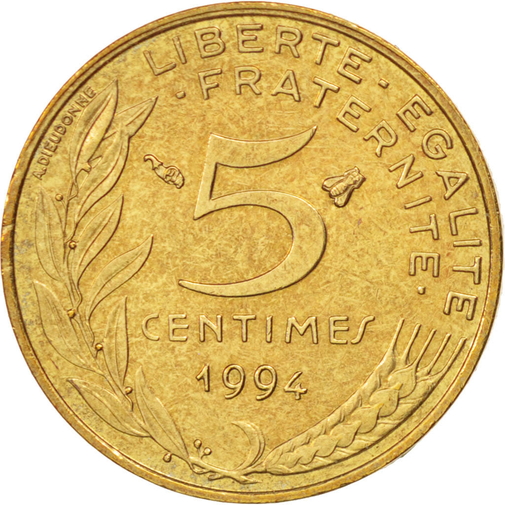 Coin, France, Marianne, 5 Centimes, 1994, Paris, AU(55-58), Aluminum-Bronze