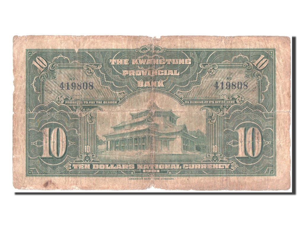 Billet, Chine, 10 Dollars, 1931, TB