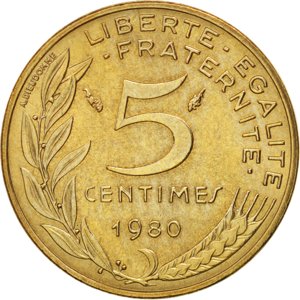 Coin, France, Marianne, 5 Centimes, 1980, Paris, AU(55-58), Aluminum-Bronze