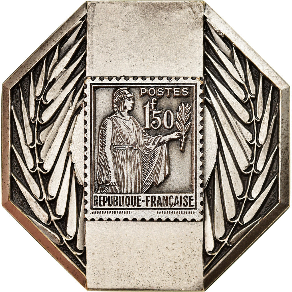 Francja, Medal, Timbre, Postes, 1,50 Franc, Undated, AU(55-58), Metal podstawowy
