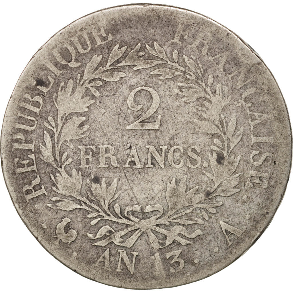 Francja, Franc, Napoléon I, 1805, Paris, Srebro, VF(20-25), Gadoury:495