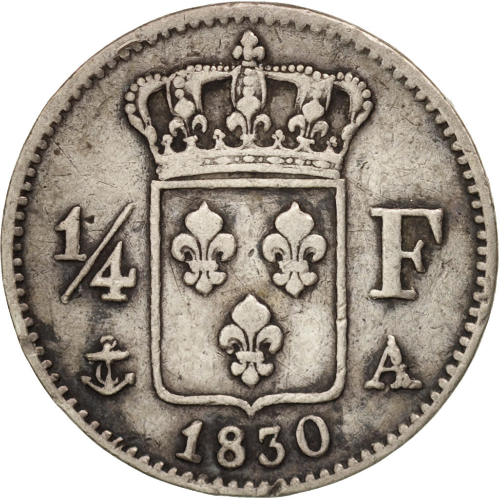 Coin, France, Charles X, 1/4 Franc, 1830, Paris, EF(40-45), Silver, KM:722.1