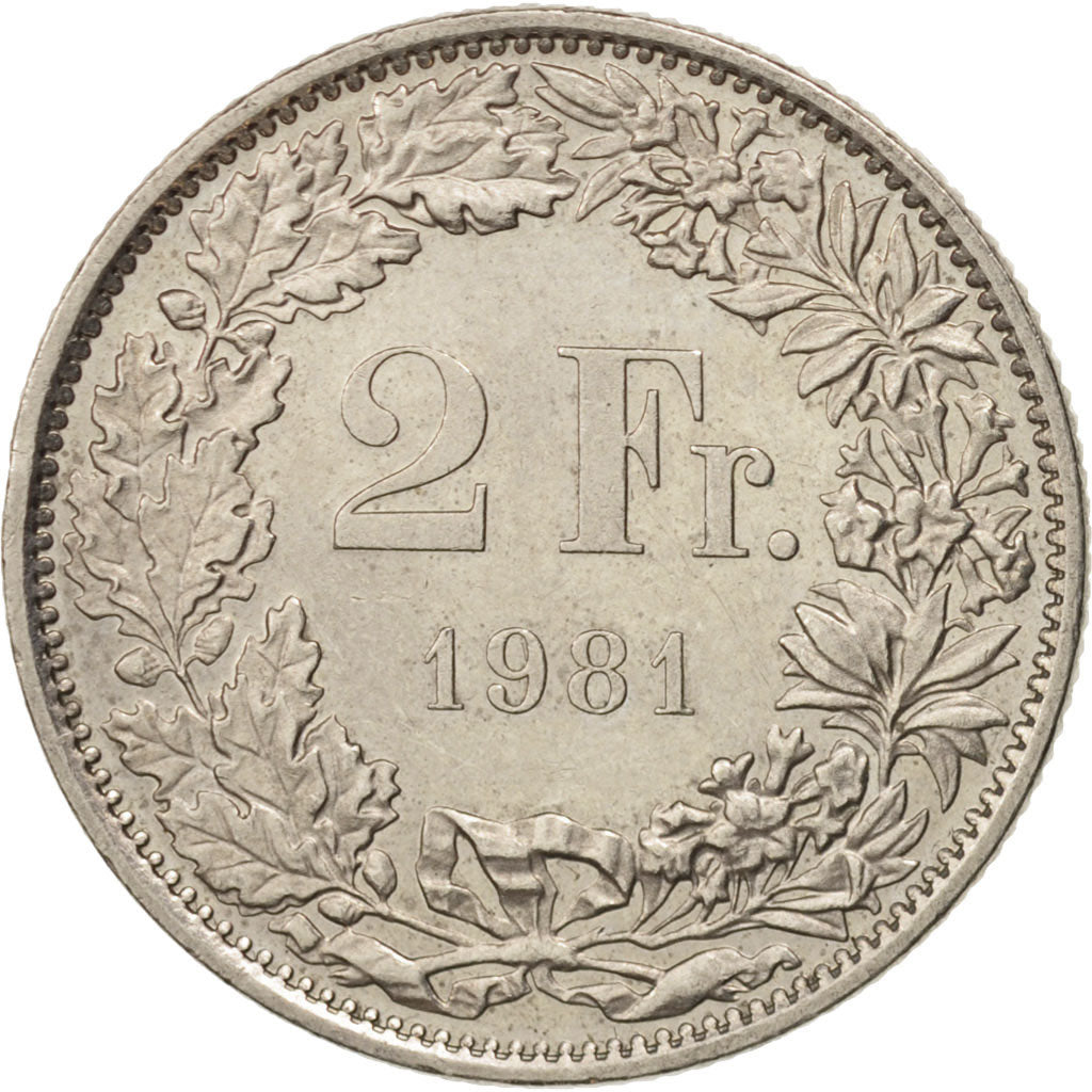 Coin, Switzerland, 2 Francs, 1981, Bern, AU(55-58), Copper-nickel, KM:21a.1